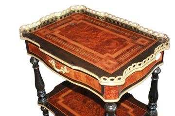 Napoleon III Style Etagere Small Table with Shelves and Drawer | 1800s