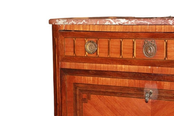 Secretaire Sitle Transizione con Bronzi e Piano in Marmo Rosso Francia