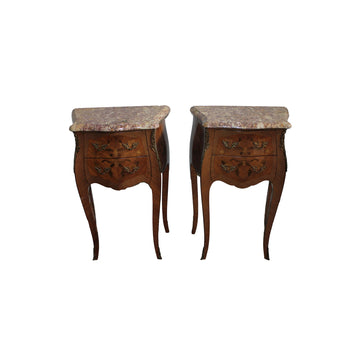 Pair of French Bedside Tables, Louis XV Style, Late 19th Century