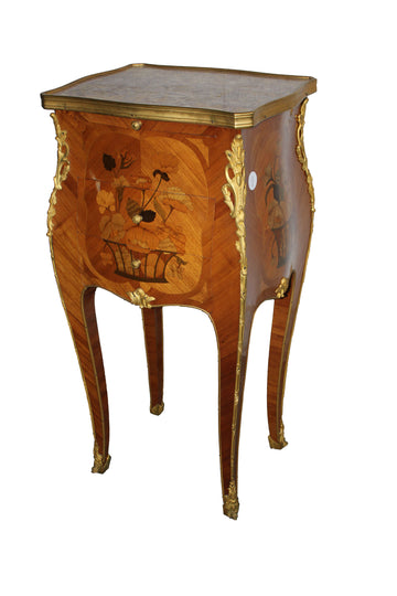 French Parisian Bedside Cabinet in Bois de Rose, Louis XV Style, Late 19th Century