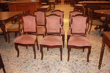 Group of 6 antique Directoire style chairs in mahogany wood