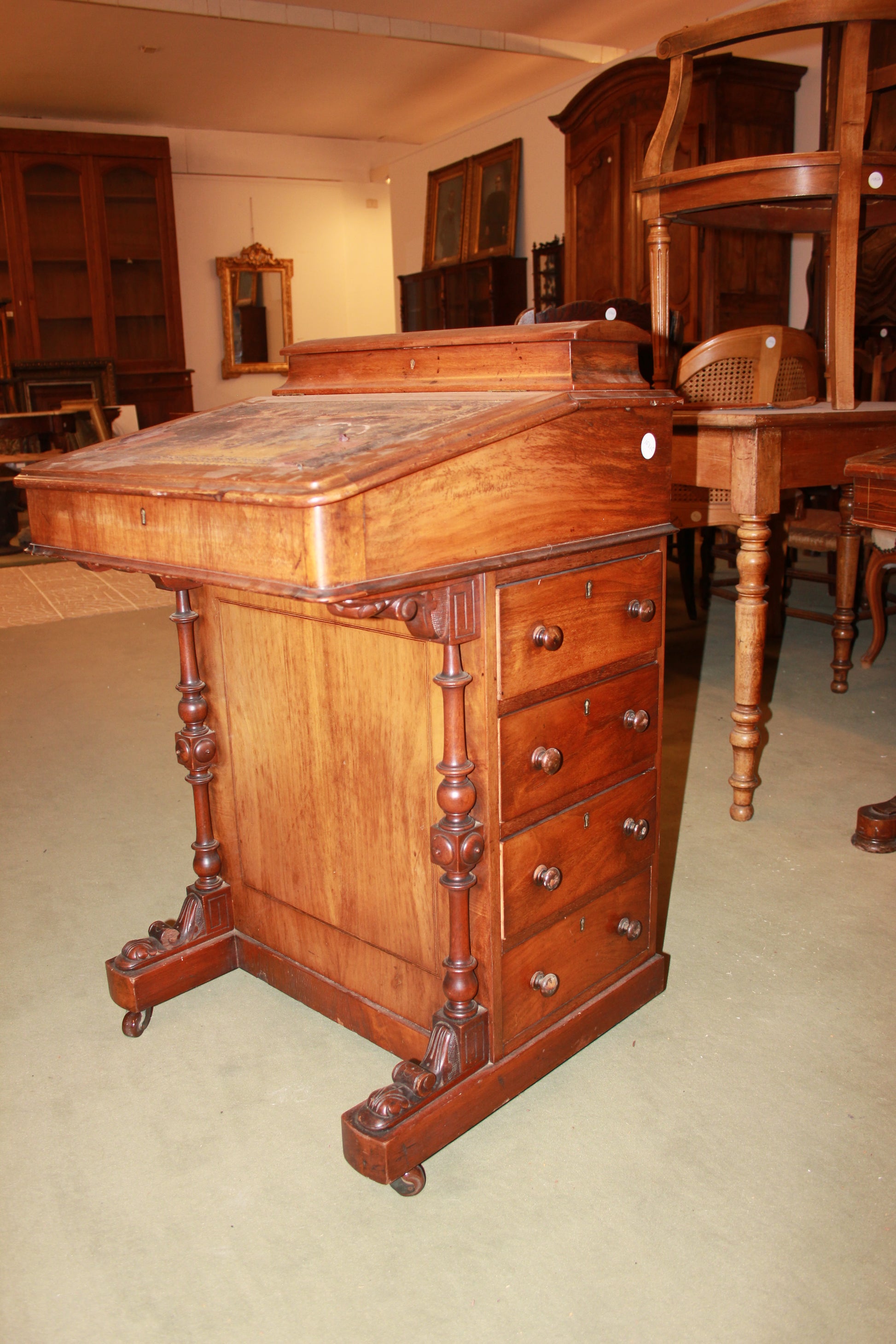 Davenport inglese del 1800 in legno di mogano