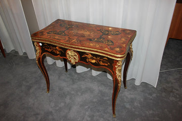 Precious English Card Table in French style, Louis XV style, first half of the 19th century