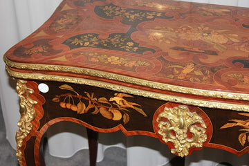 Precious English Card Table in French style, Louis XV style, first half of the 19th century