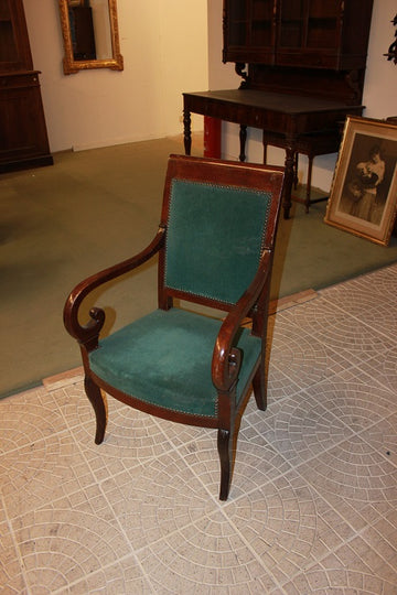 Group of 2 Directio style armchairs in mahogany wood, second half of the 19th century