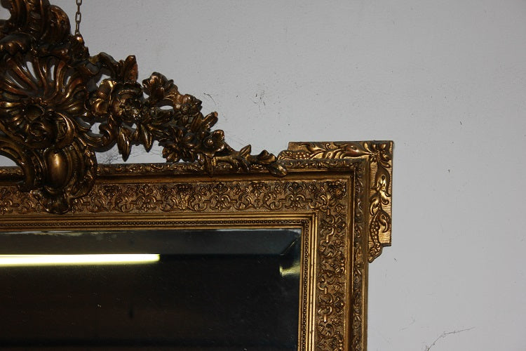 Specchiera francese stile Luigi XVI in legno dorato XIX secolo