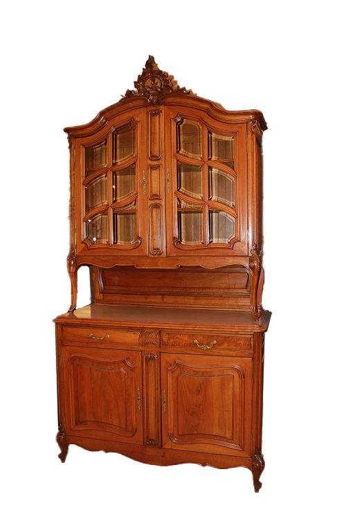Credenza doppio corpo stile Luigi Filippo in legno di noce del 1800