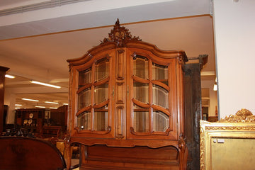 Credenza doppio corpo stile Luigi Filippo in legno di noce del 1800