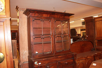 Early 19th century English Regency style cabinet Cupboard  in mahogany and mahogany feather