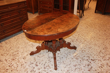Biedermeier style extendable oval table from the 1800s in walnut root