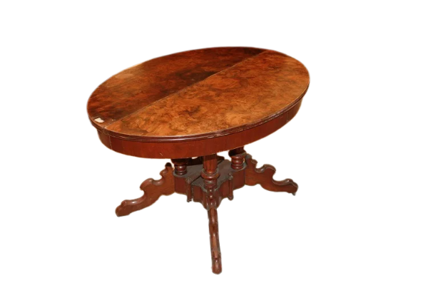 Biedermeier style extendable oval table from the 1800s in walnut root