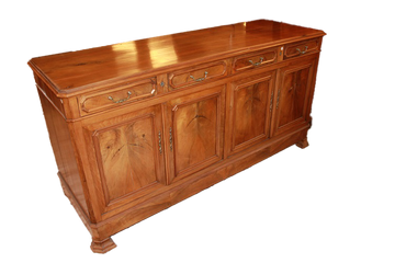 Grande credenza 4 porte stile Luigi Filippo francese in legno di noce