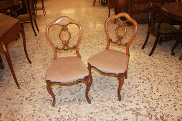 Gruppo di 4 sedie Francesi stile Luigi Filippo del 1800 in legno di Noce