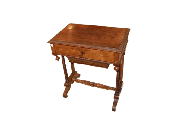 Tavolino da lavoro stile Carlo X del XIX secolo in legno di palissandro