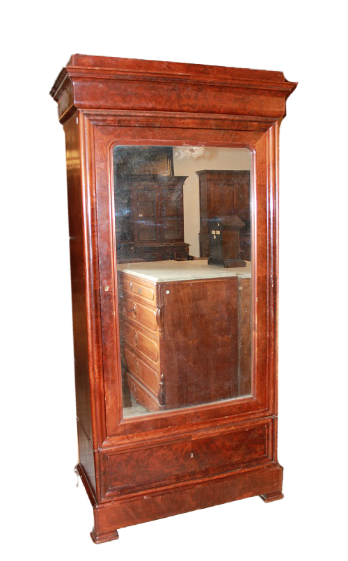 19th century Directoire style wardrobe with 1 door in mahogany wood 