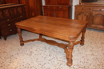 Table à rallonge rustique française de la seconde moitié du 19ème siècle en bois de chêne