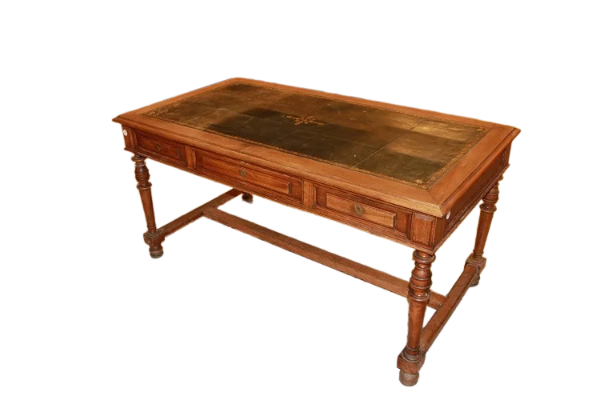 Scrivania francese del 1800 stile Luigi Filippo in legno di rovere