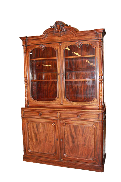 Grande credenza doppio corpo Luigi Filippo in legno di mogano XIX secolo