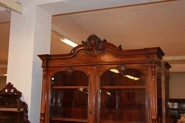 Grande credenza doppio corpo Luigi Filippo in legno di mogano XIX secolo