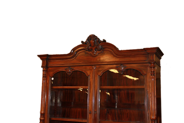 Grande credenza doppio corpo Luigi Filippo in legno di mogano XIX secolo