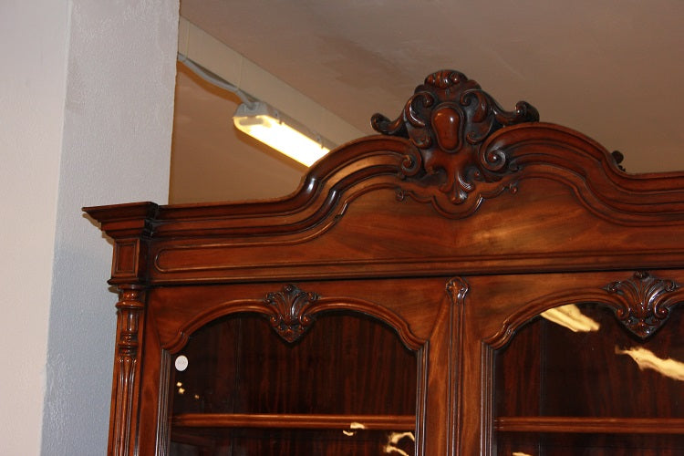 Grande credenza doppio corpo Luigi Filippo in legno di mogano XIX secolo