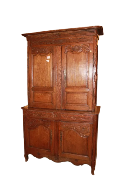 Provençal double Cupboard from the end of the 18th century in oak wood with engravings