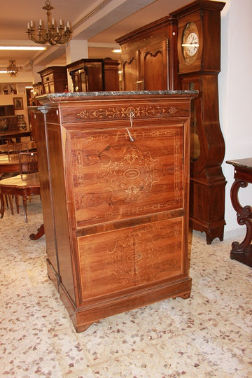 French Charles X style secretaire richly inlaid in rosewood, mid 19th century