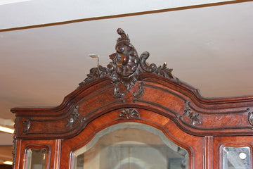 Armoire française du 19ème siècle, style Louis Philippe, 3 portes avec miroirs en palissandre