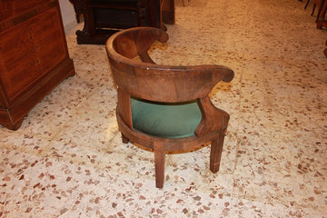 Poltrona Poltroncina stile Impero in legno di mogano e piuma di mogano inizio 1800