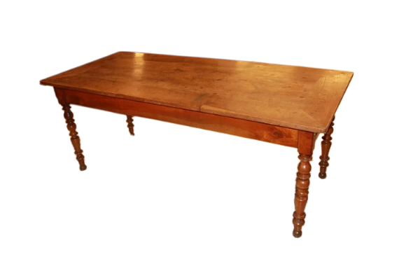 Tavolo rettangolare fisso francese rustico stile 600 in legno di ciliegio con 4 gambe