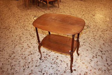 petite table ovale française du début des années 1900 Art Déco en bois de noyer