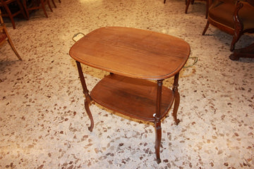 petite table ovale française du début des années 1900 Art Déco en bois de noyer