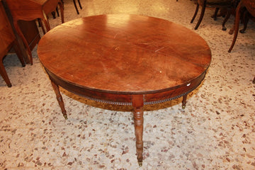 Tavolo ovale Luigi Filippo allungabile in legno di mogano