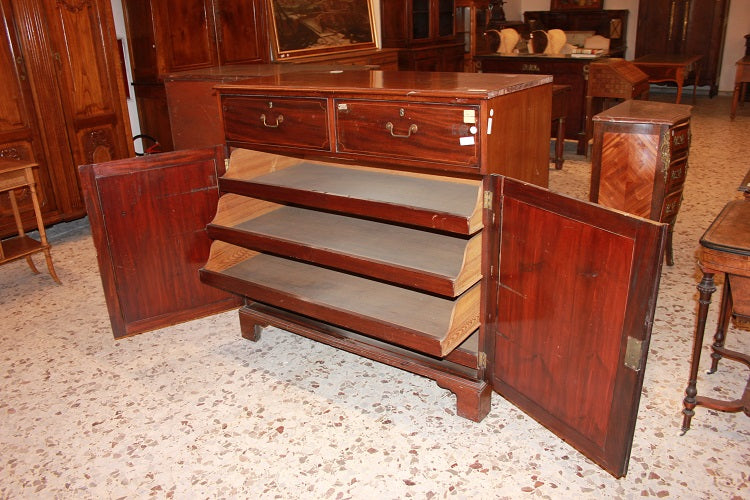 SIMPLIHOME Harper Credenza In Legno Massello Stile Mid-Century - 2 Ante, Noce Scuro, 96.5 X 43 X 81 Cm, Per Sala Da Pranzo