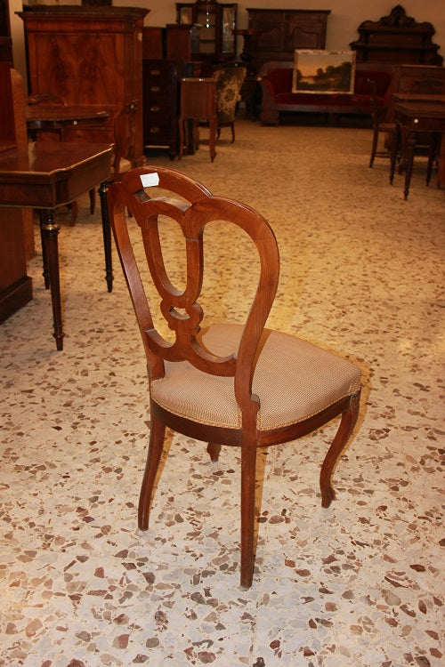 Gruppo di 6 sedie Stile Luigi Filippo in legno di noce XIX secolo