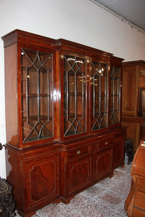 Grande Libreria 4 porte inglese Bookcase in mogano del 1800 Regency