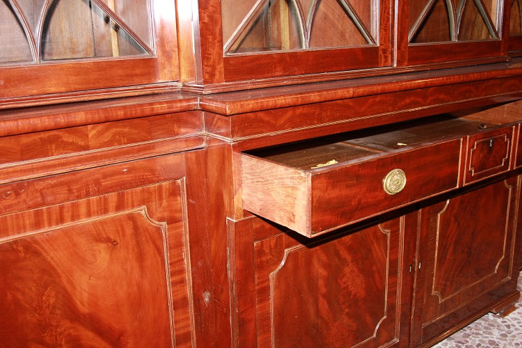 Grande Libreria 4 porte inglese Bookcase in mogano del 1800 Regency
