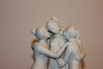 French Venus sculpture group in Biscuit porcelain from the 19th century