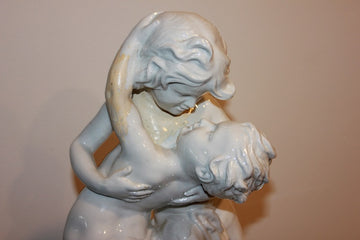 Groupe sculptural en céramique Paire d'Amours et Putti du 19ème siècle