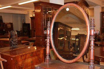 Miroir pivotant victorien des années 1800 en bois d'acajou