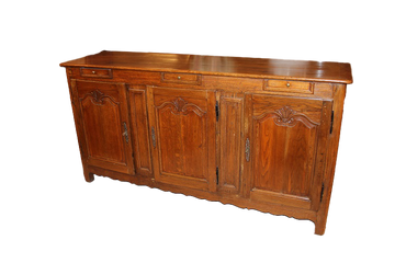 Credenza francese del 1700 stile Provenzale in legno di rovere con intagli