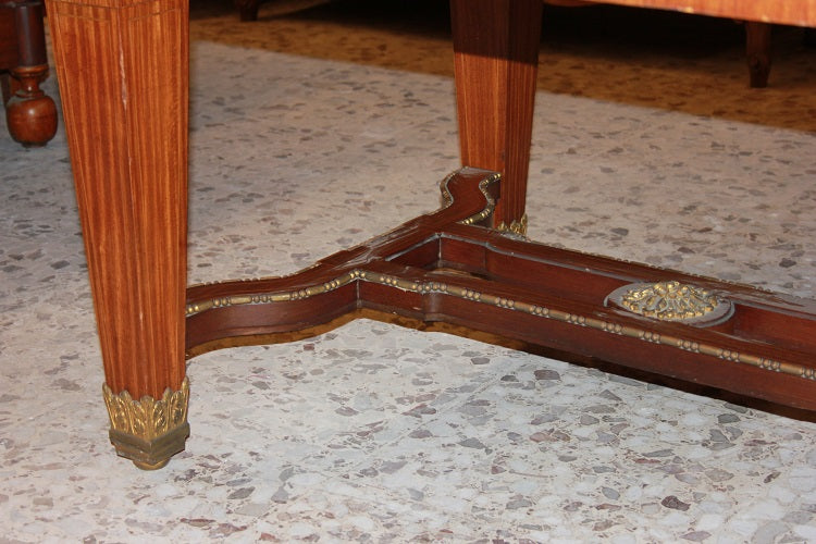Tavolo rettangolare allungabile francese stile Impero in legno di mogano XIX secolo