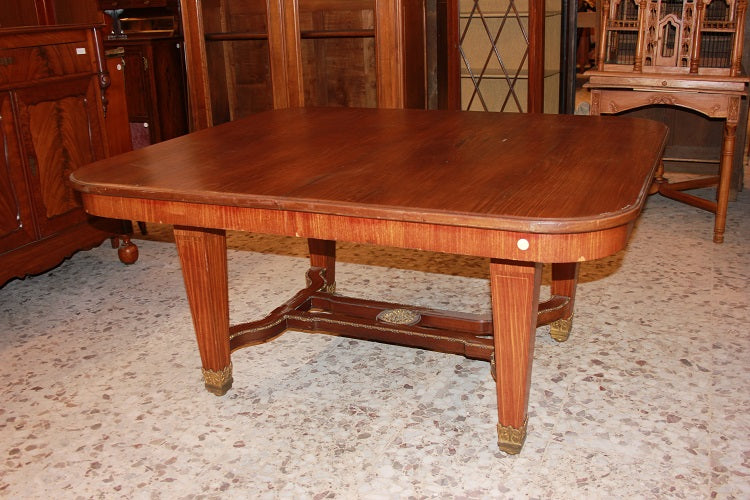 Tavolo rettangolare allungabile francese stile Impero in legno di mogano XIX secolo