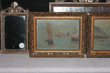 Coppia di piccoli oli su tela Francesi di inizio 1900 Vedute Marine Firmati