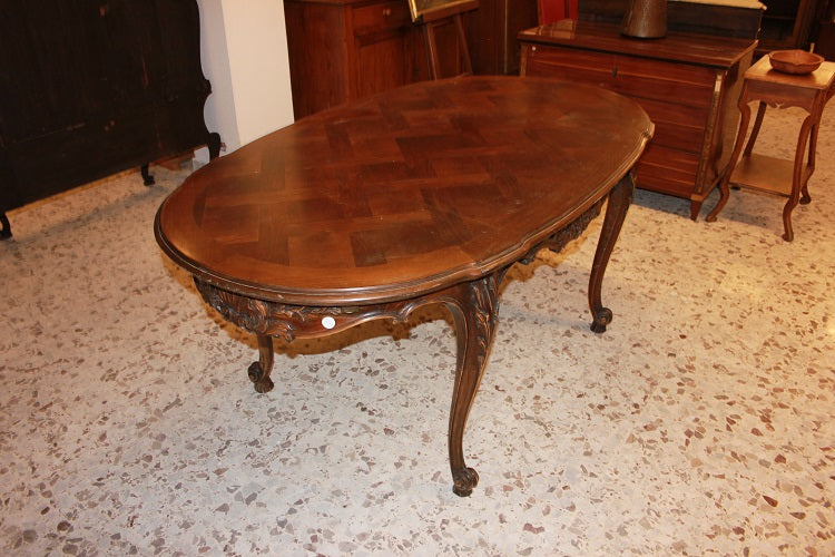 Tavolo Provenzale Allungabile Francese di fine 1800 in legno di noce