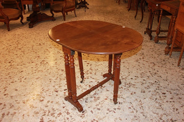 Sofa side table with drop leaves in Directoire style, crafted from mahogany wood dating back to the 1800s