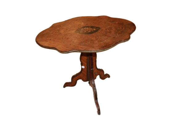 Tavolino a vela Francese stile Luigi XV con intarsi i bronzi 1800
