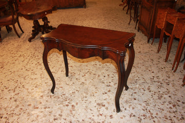 Italian card table from the mid-1800s crafted in walnut wood