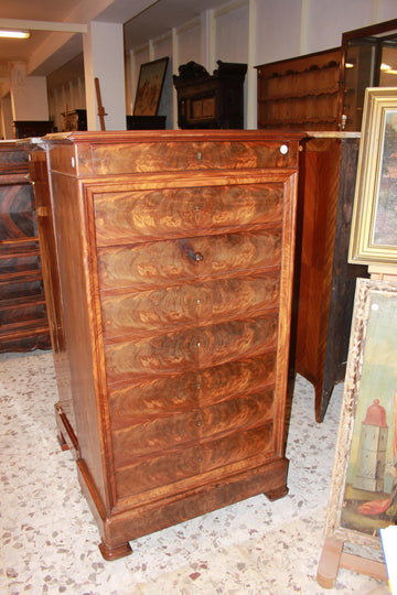French Secretaire desk chest in Louis Philippe Style, Mahogany Wood from the 1800s