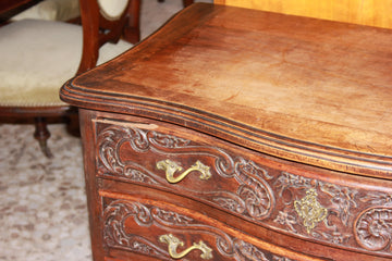 Small French Provencal Style Chest of Drawers from the 1800s, Lavishly Carved in Walnut